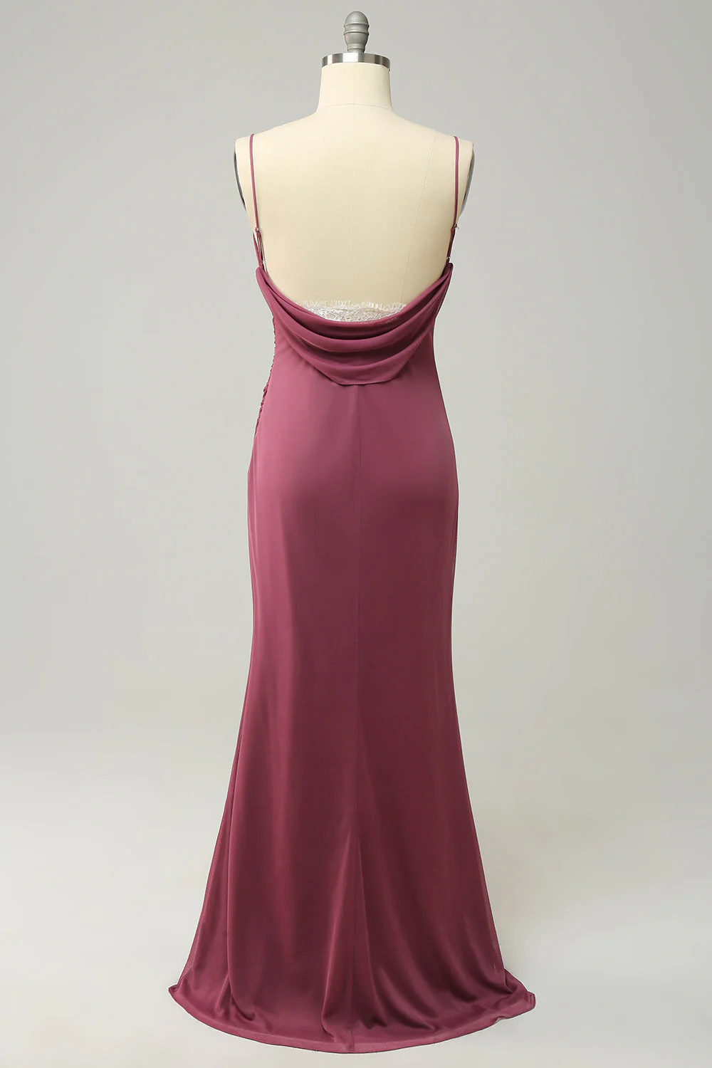 Gaine Spaghetti Straps Desert Rose Plus Taille Bridesmaid Robe avec dos ouvert - Image 5