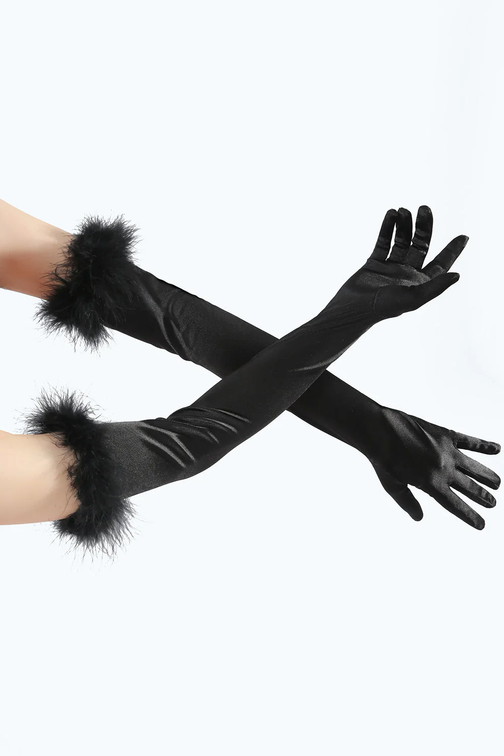 Gants de fête Gatsby noirs avec plumes - Image 2