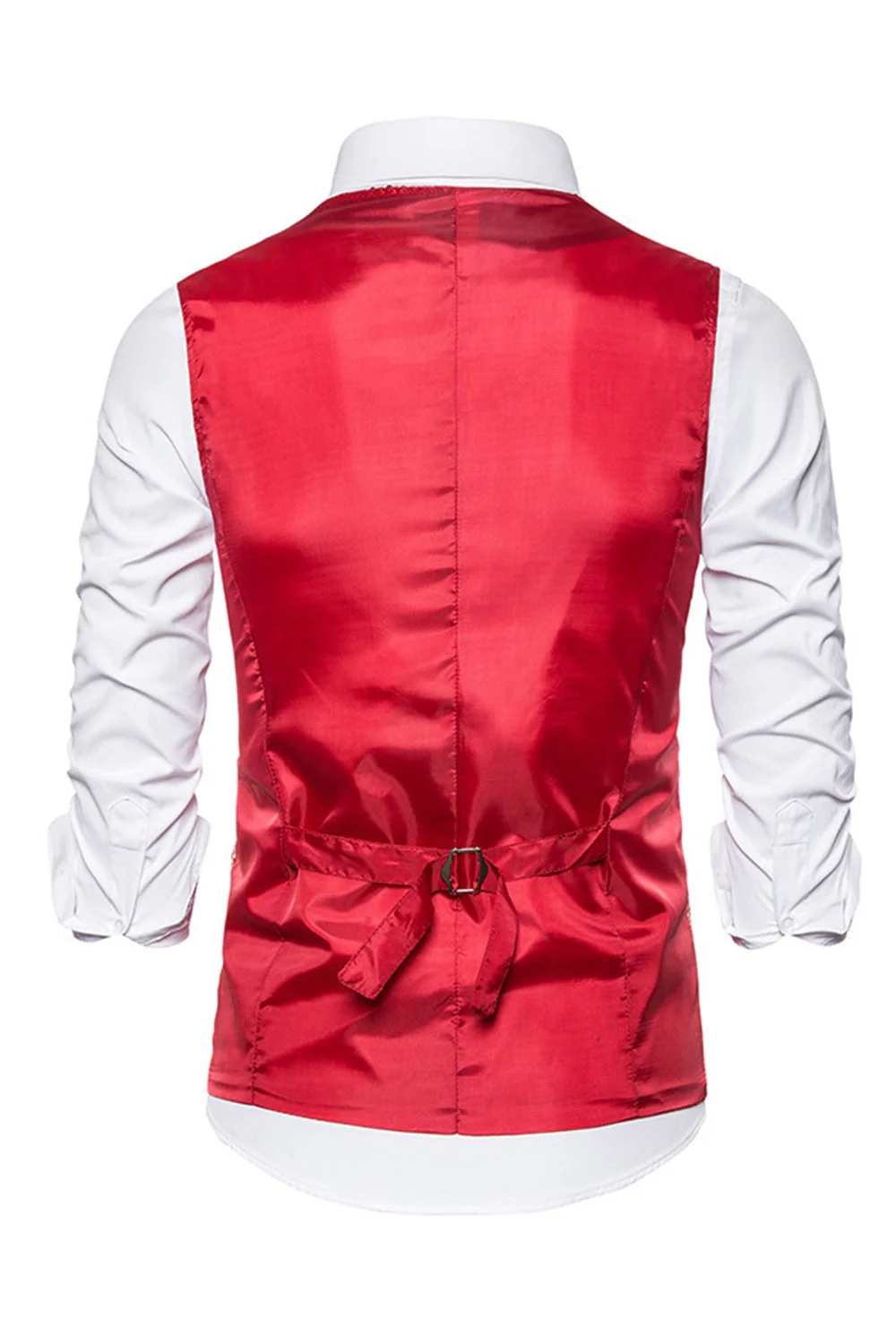 Gilet de costume homme noir à col en V et paillettes simple boutonne - Image 20