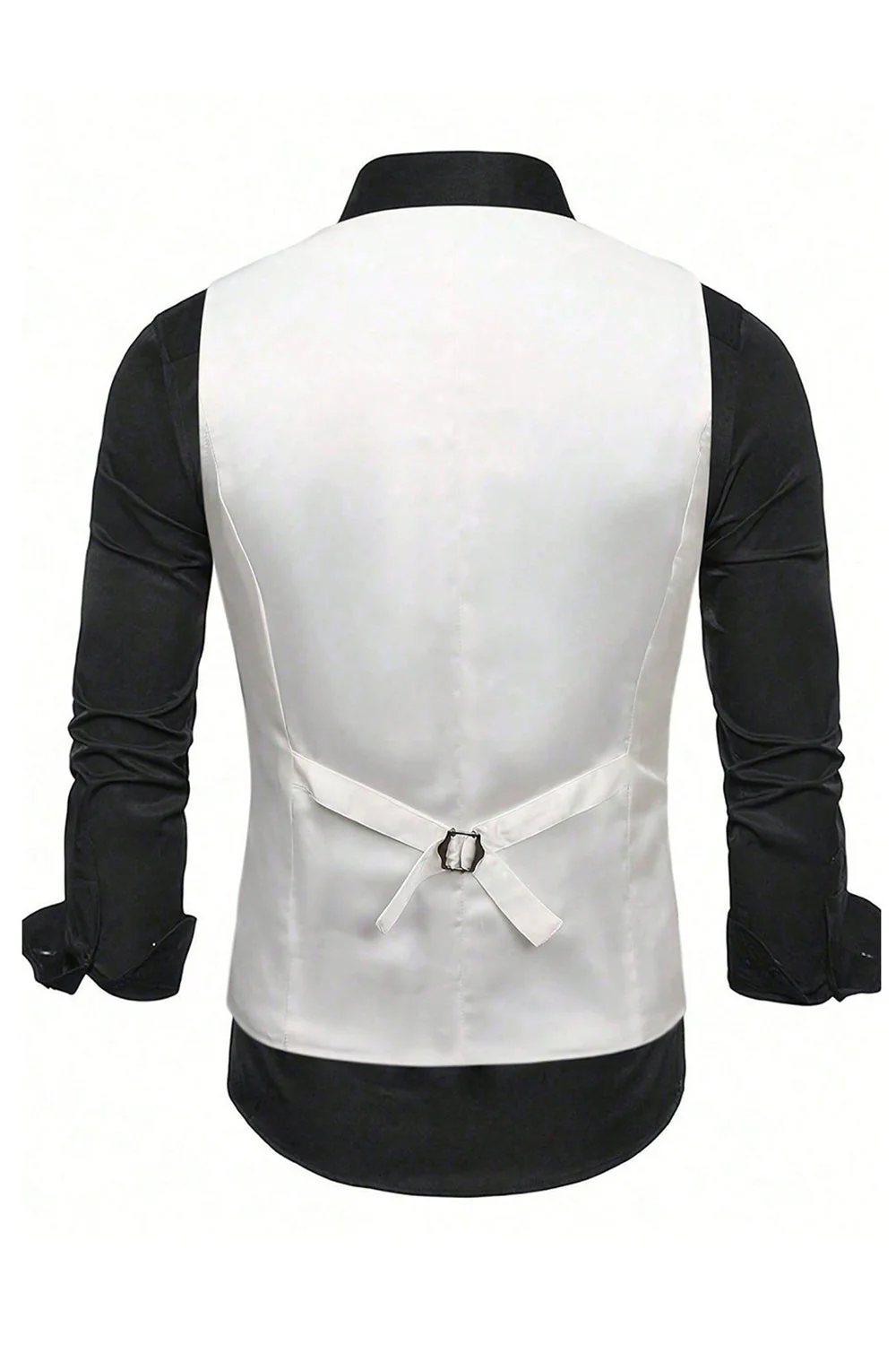 Gilet de costume homme noir à col en V et paillettes simple boutonne - Image 26