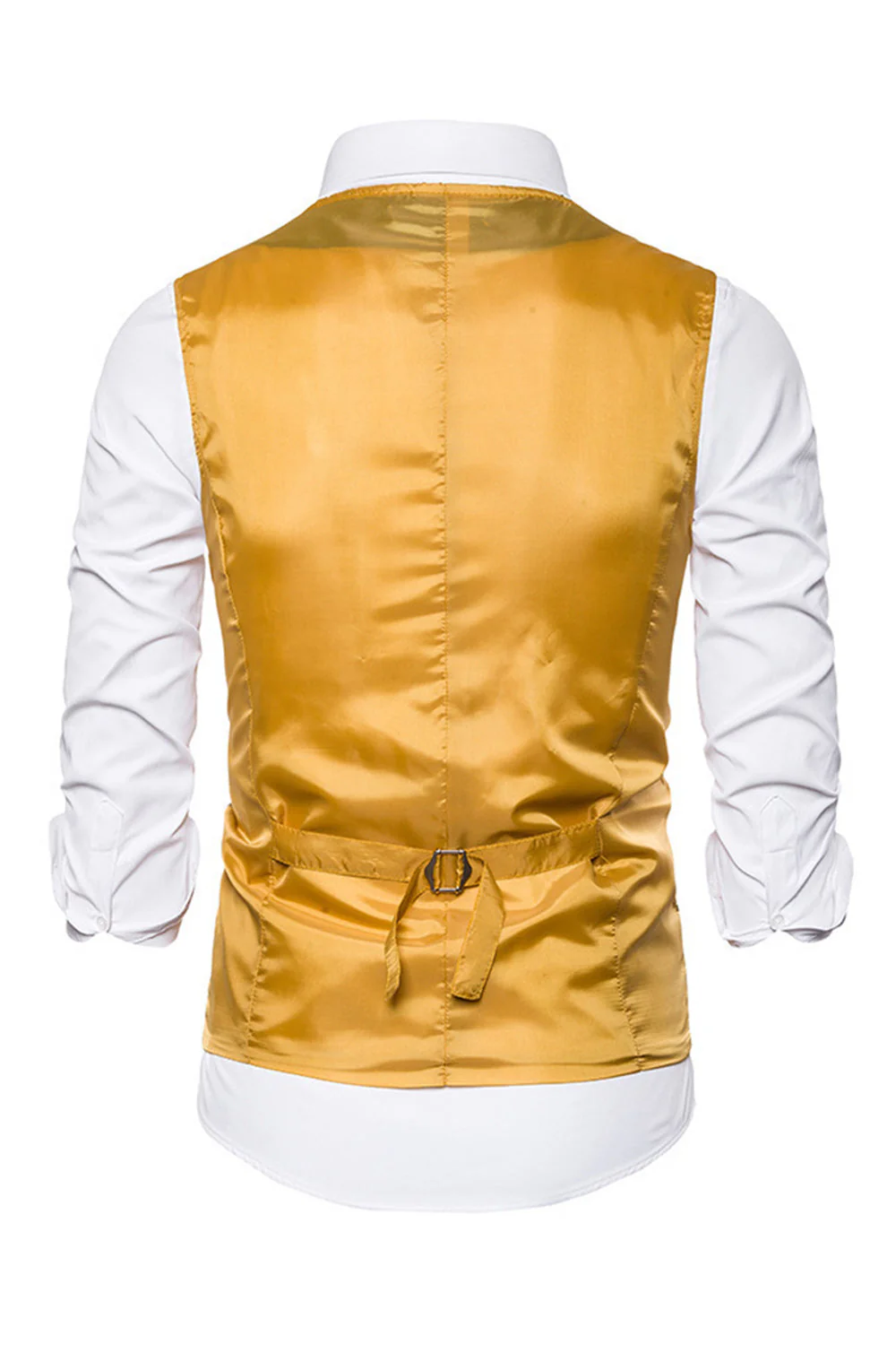 Gilet de costume homme noir à col en V et paillettes simple boutonne - Image 8