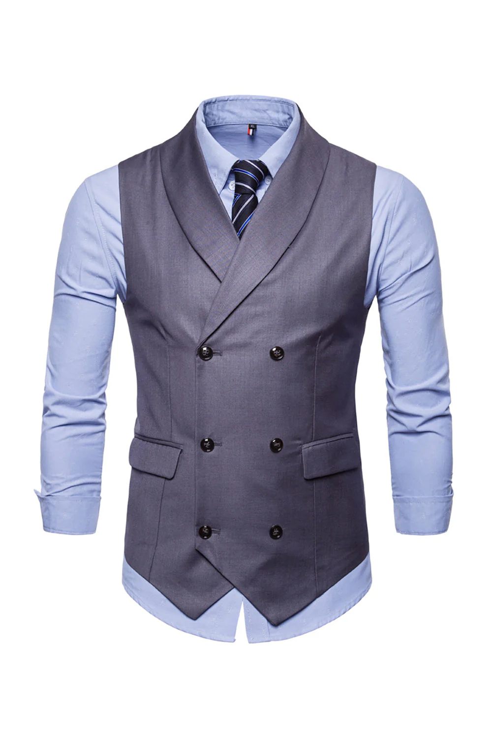 Gilet noir à revers châle à revers pour hommes - Image 4
