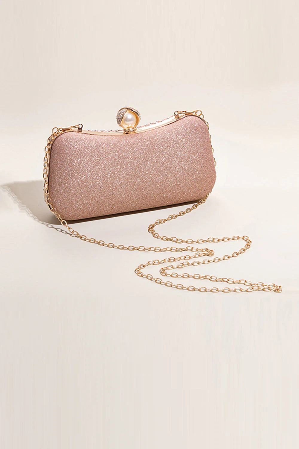 Glitter Blush Beaded Party Clutch - Image 3