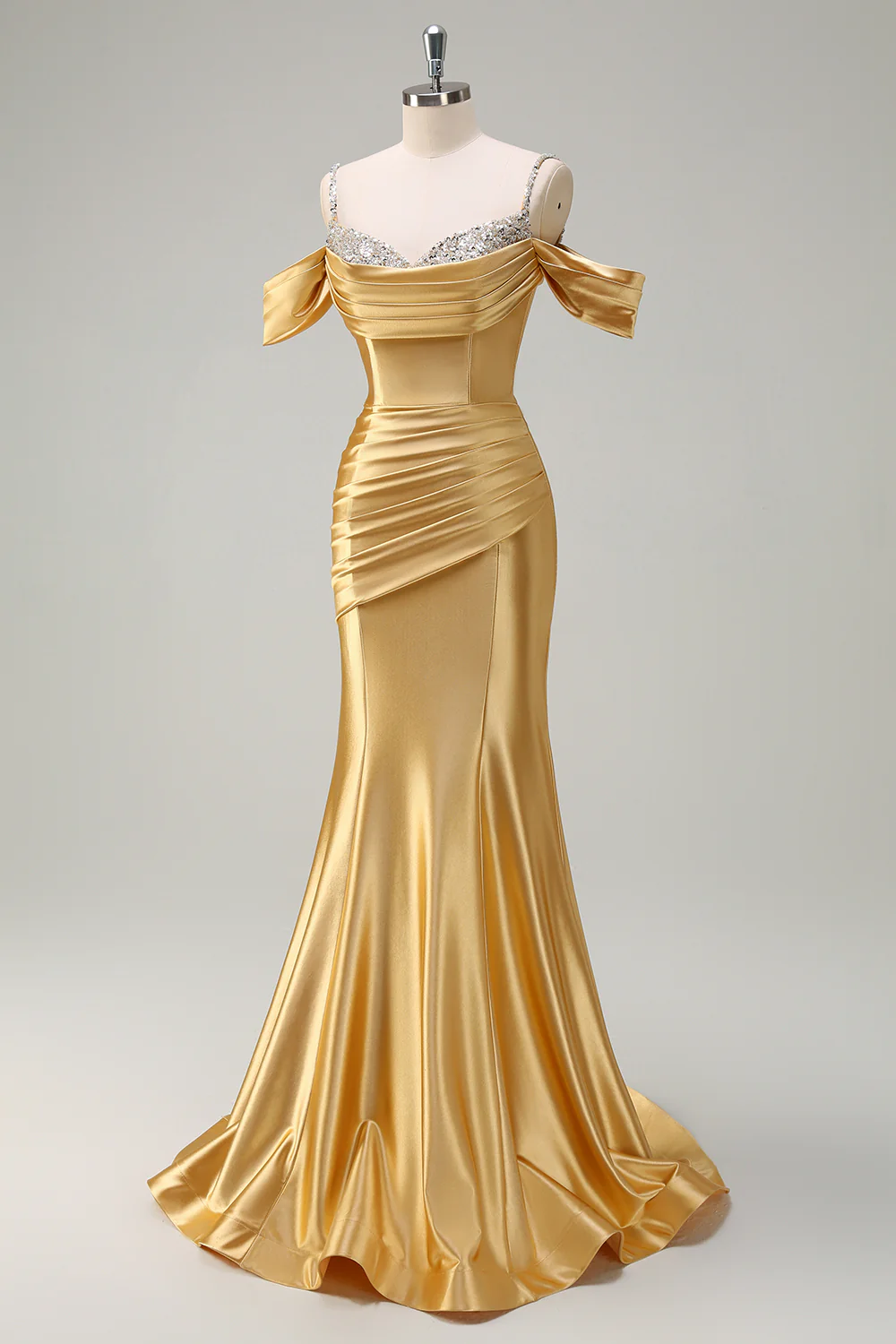 Glitter Blush Sirène Perle Spaghetti Bretelles Robe Longue Bal - Image 10