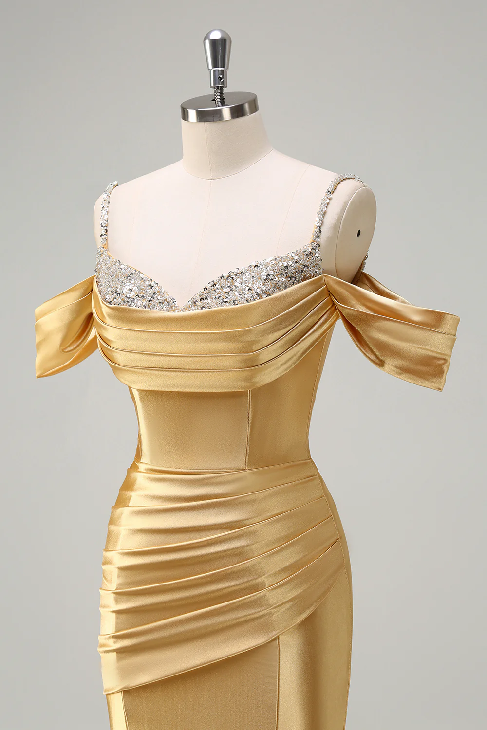 Glitter Blush Sirène Perle Spaghetti Bretelles Robe Longue Bal - Image 15
