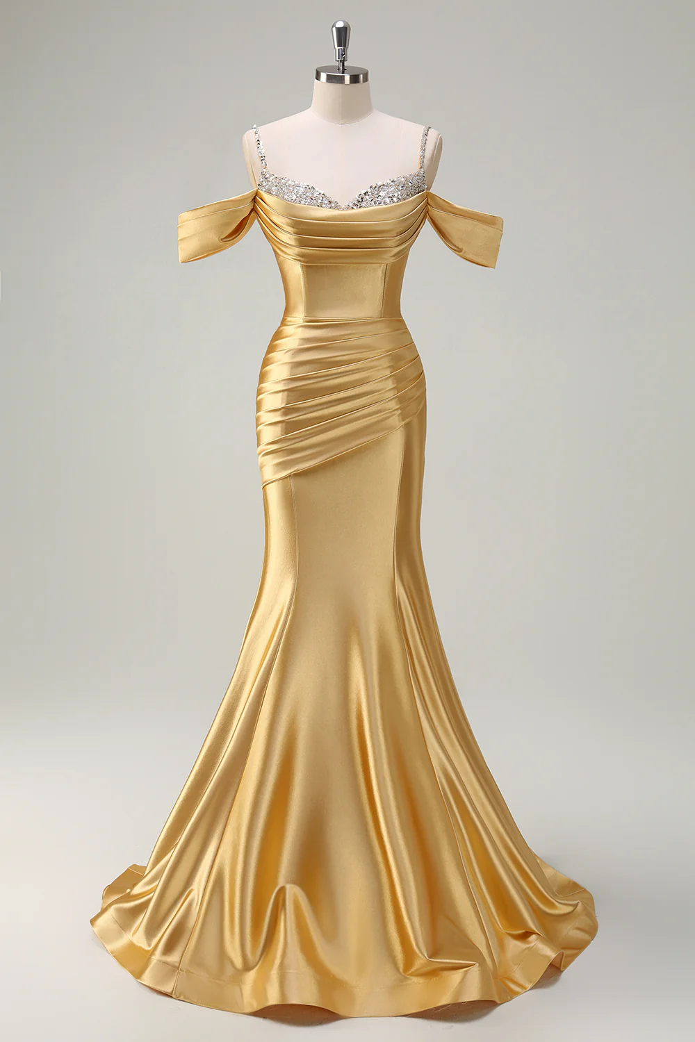 Glitter Blush Sirène Perle Spaghetti Bretelles Robe Longue Bal - Image 8