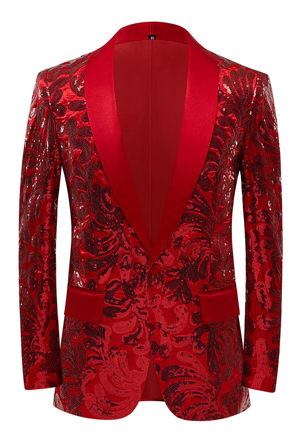 Veste de costume rouge à sequins pour homme