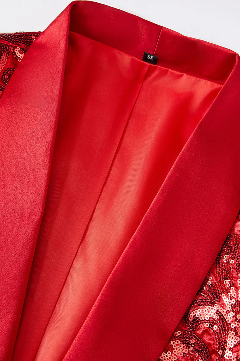 Veste de costume rouge à sequins pour homme - Image 4