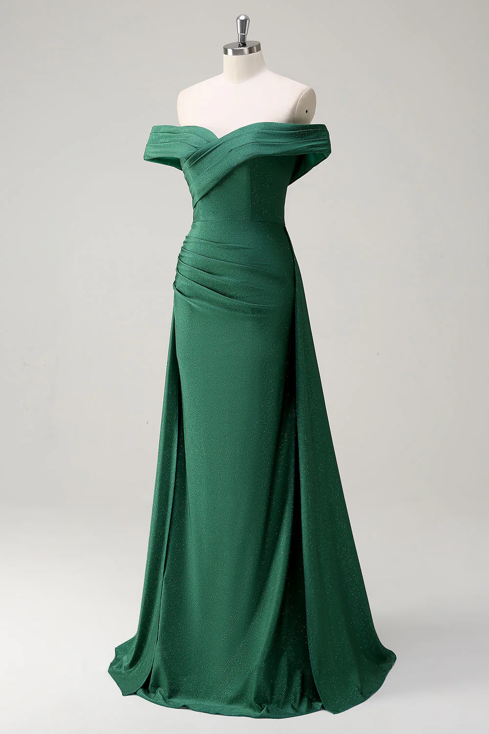 Glitter vert foncé à épaules dénudées Robe de soirée sirène - Image 3