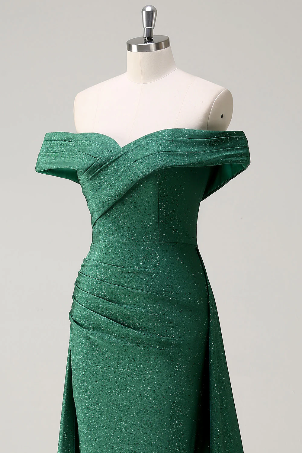 Glitter vert foncé à épaules dénudées Robe de soirée sirène - Image 6