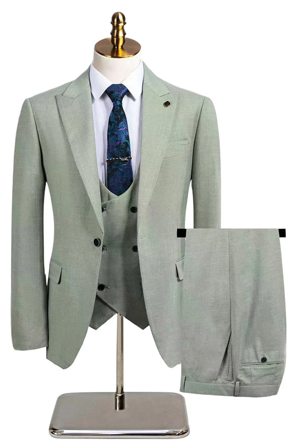 Gris foncé 3 pièces à revers en pointe Slim Fit Tailleurs de mariage pour hommes - Image 12