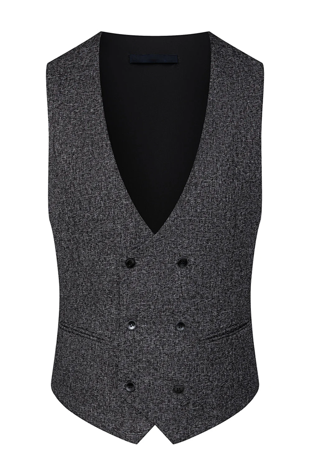 Gris foncé 3 pièces à revers en pointe Slim Fit Tailleurs de mariage pour hommes - Image 4
