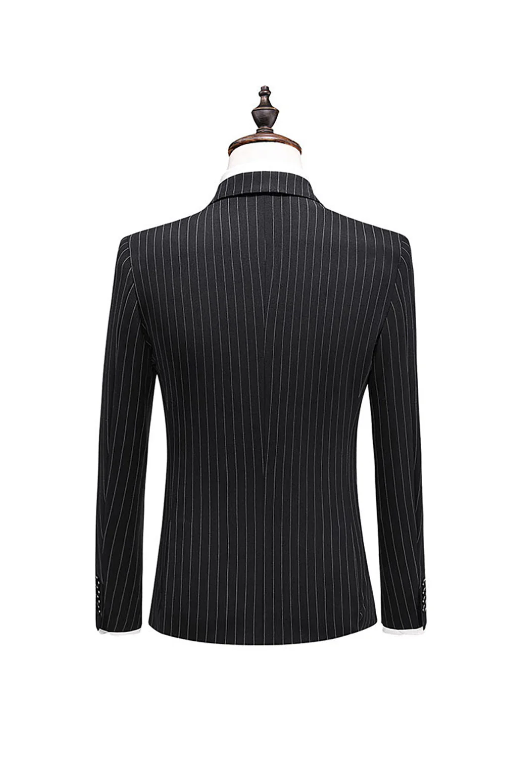 Gris Pinstripe Notched Lapel Homme 2 Pièces Costumes - Image 5