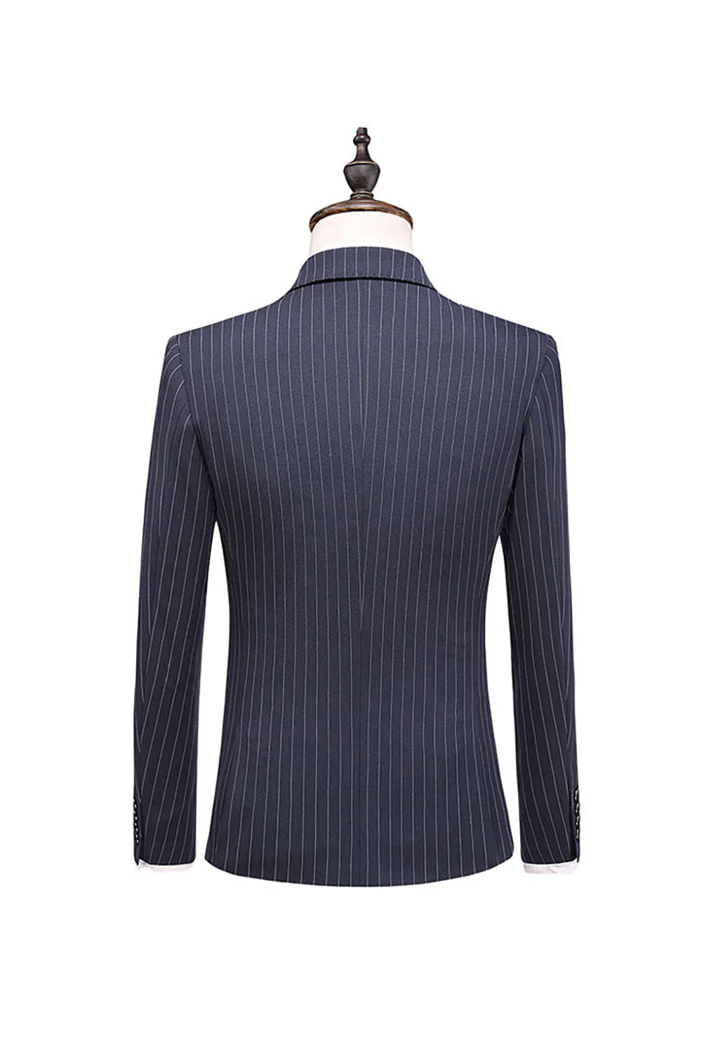Gris Pinstripe Notched Lapel Homme 2 Pièces Costumes - Image 8