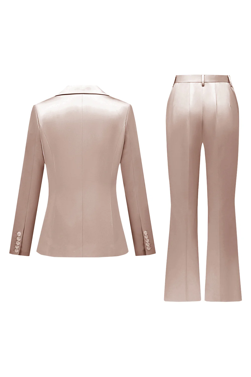 Gris rose pic revers satin slim fit femmes costumes - Image 10