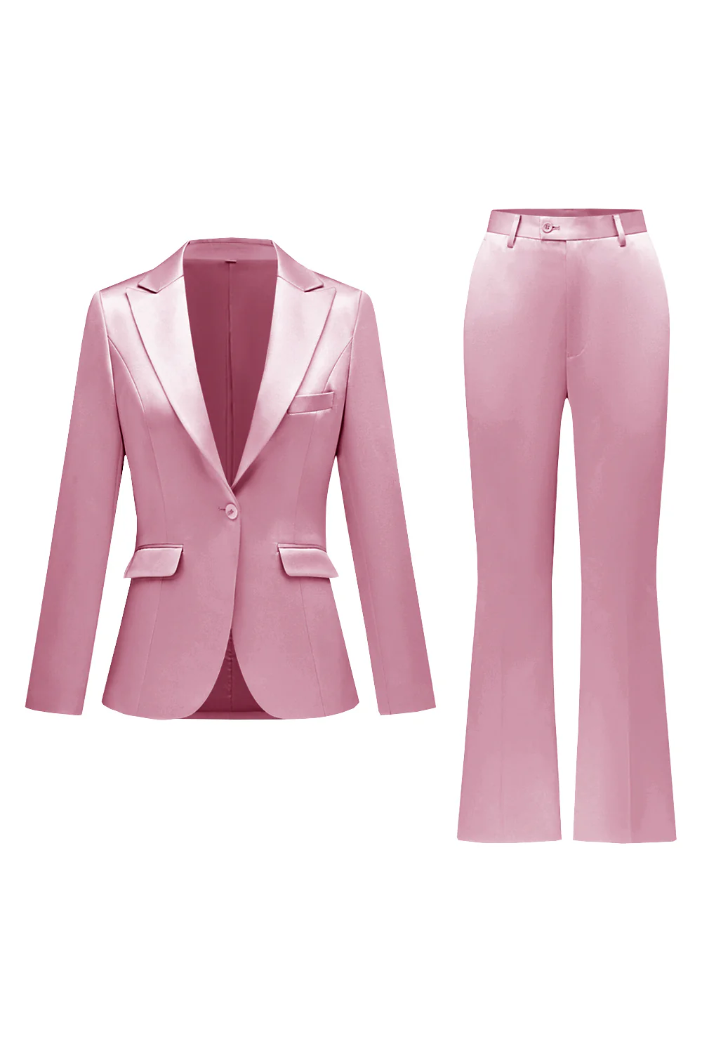 Gris rose pic revers satin slim fit femmes costumes - Image 11