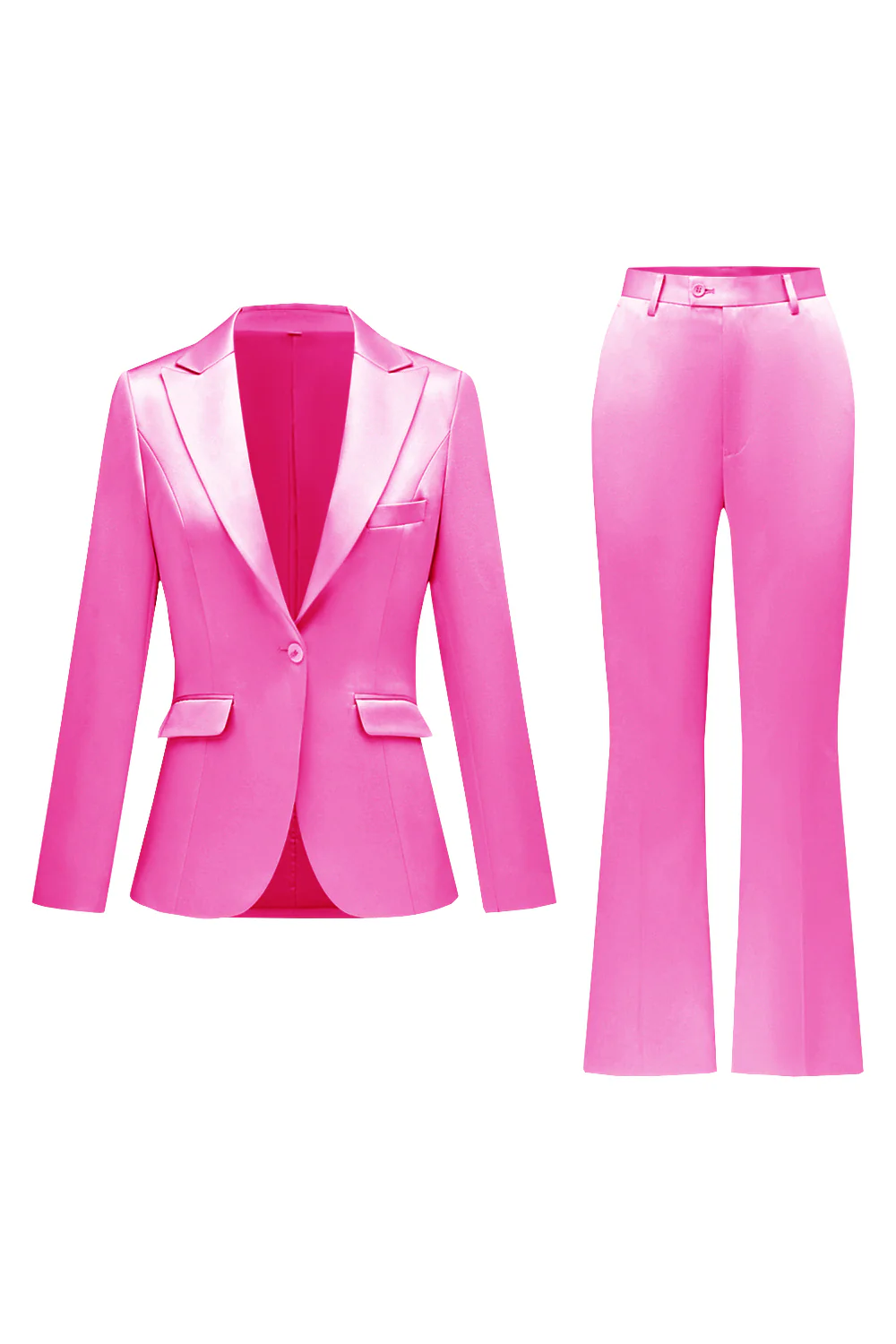 Gris rose pic revers satin slim fit femmes costumes - Image 17