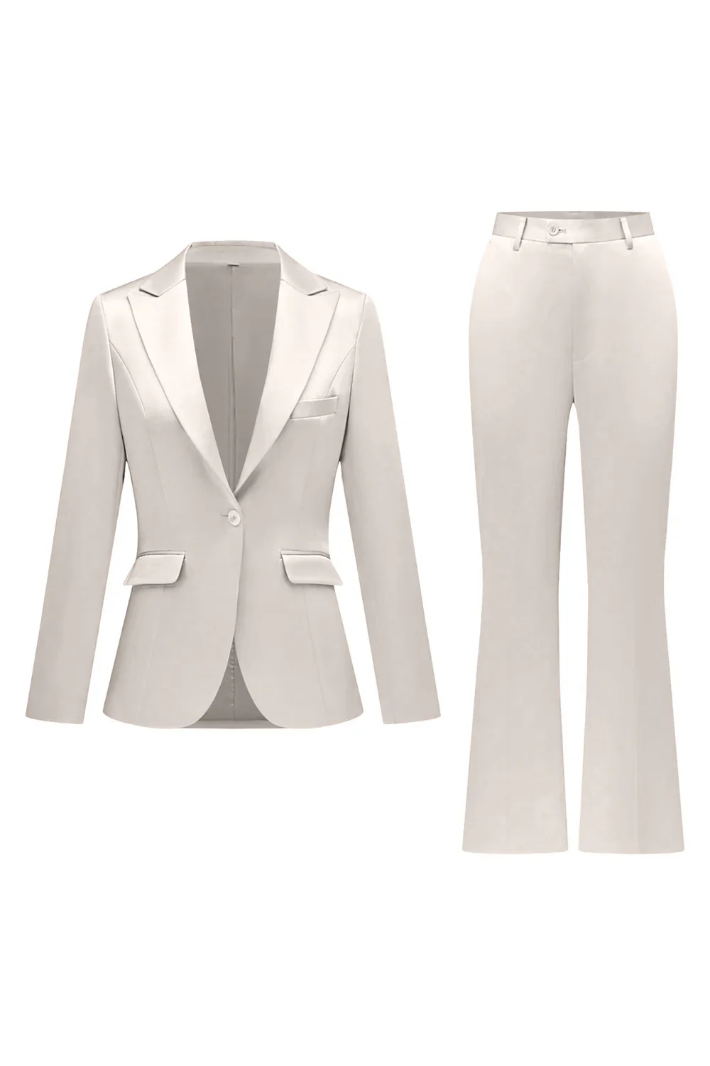 Gris rose pic revers satin slim fit femmes costumes - Image 21