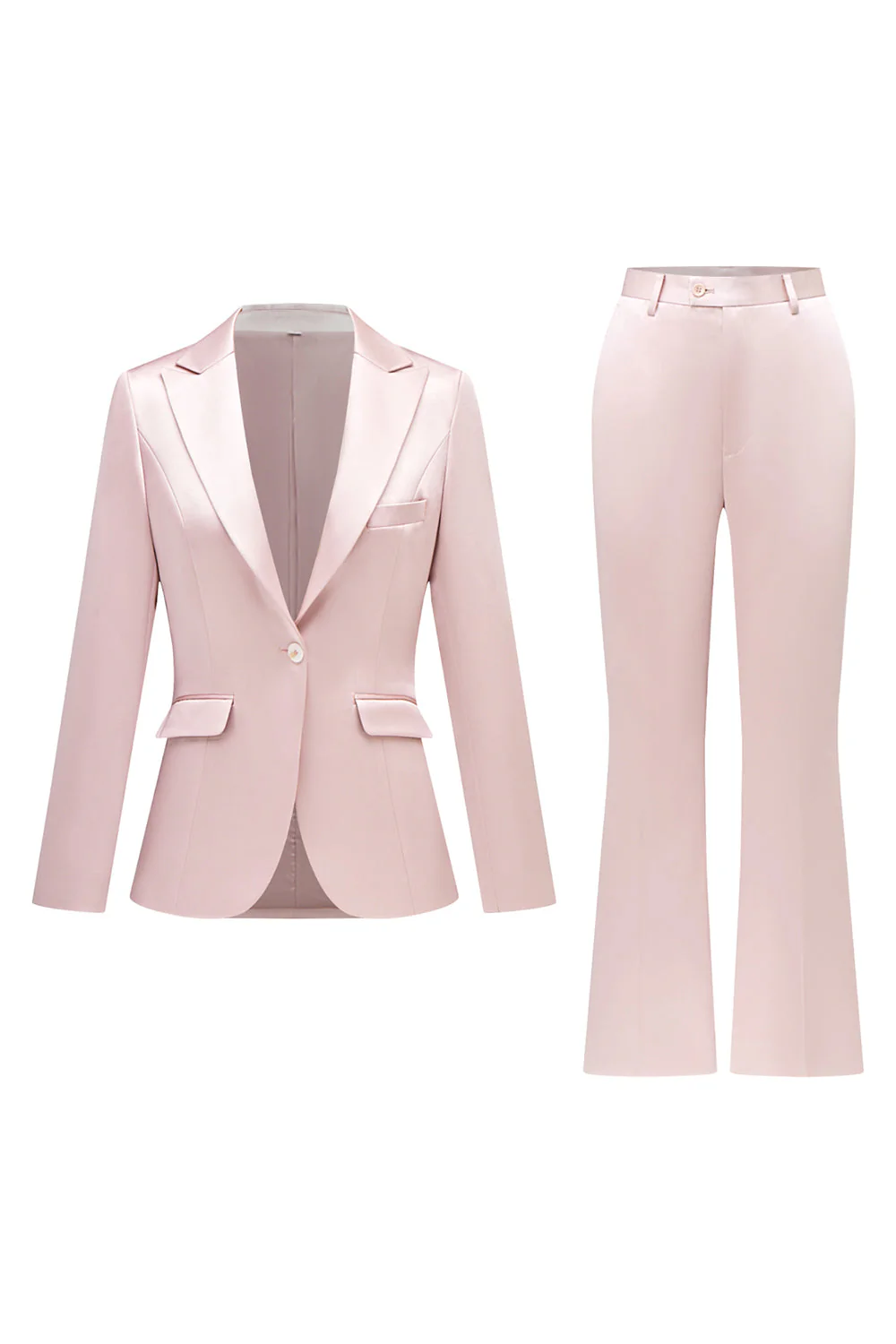 Gris rose pic revers satin slim fit femmes costumes - Image 3