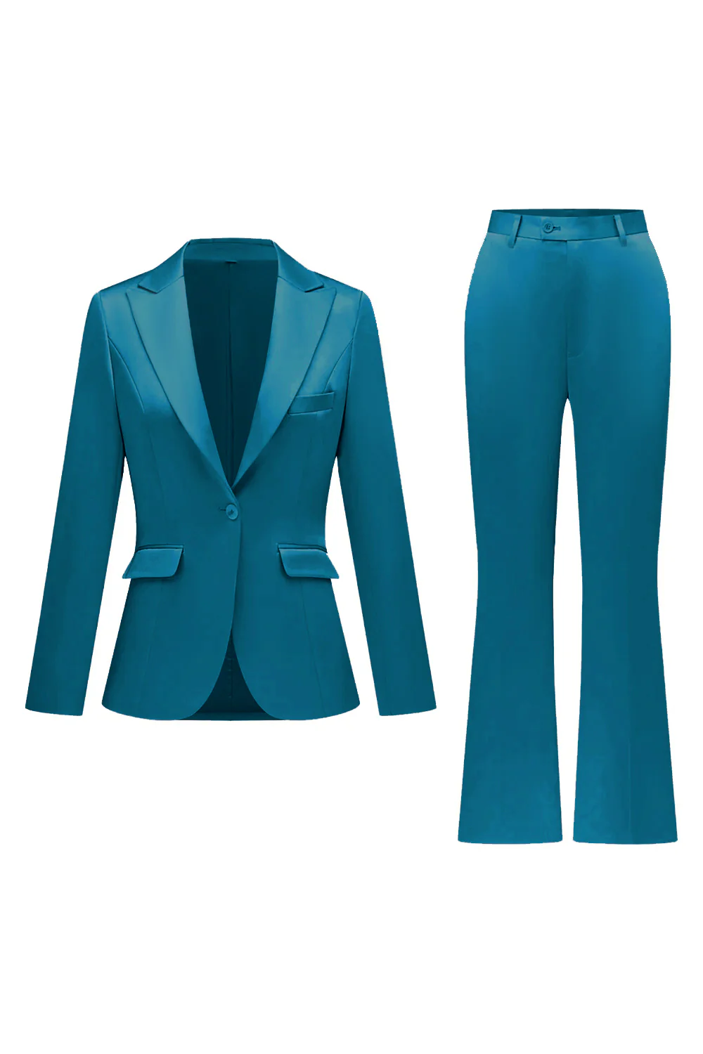Gris rose pic revers satin slim fit femmes costumes - Image 33