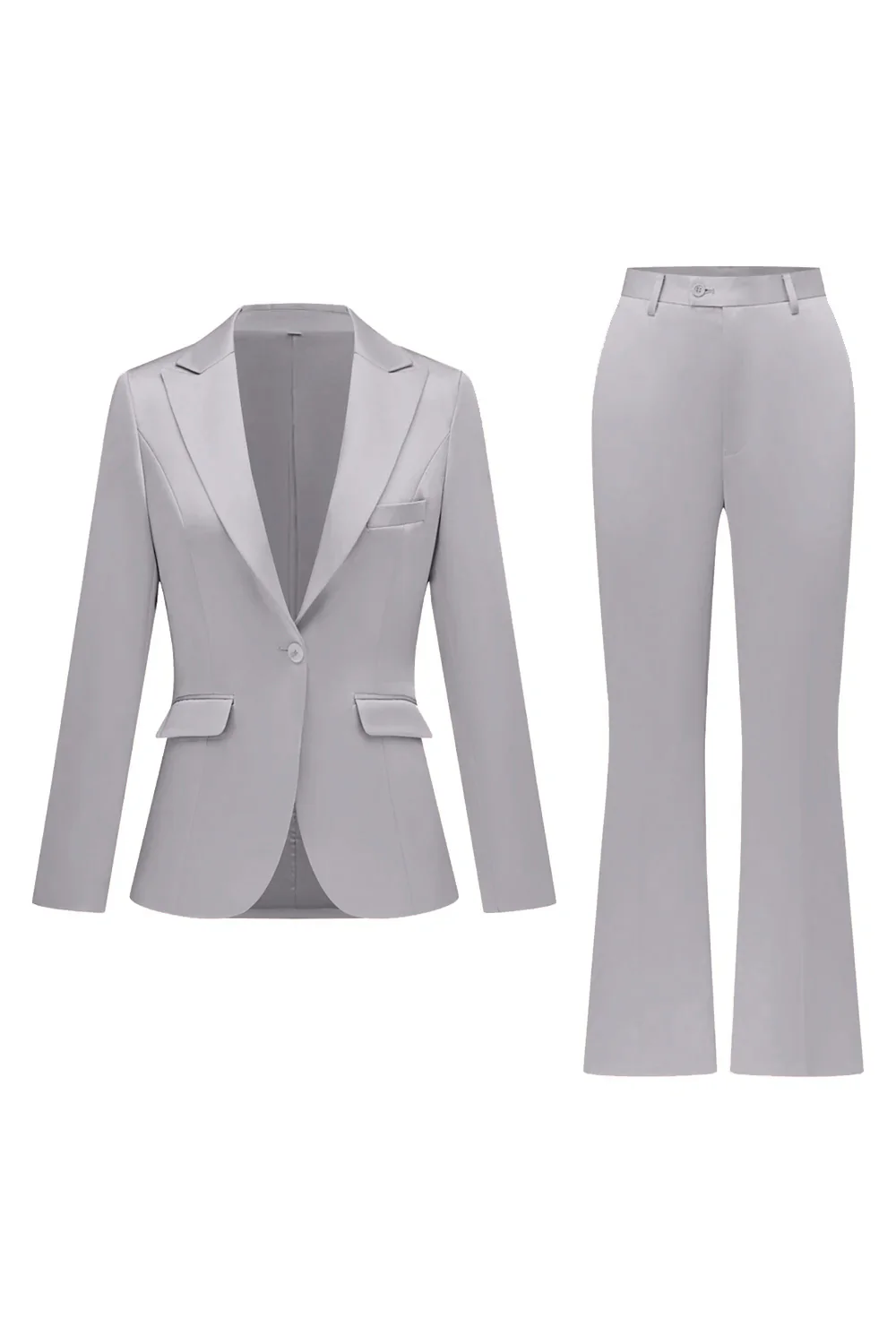 Gris rose pic revers satin slim fit femmes costumes - Image 39