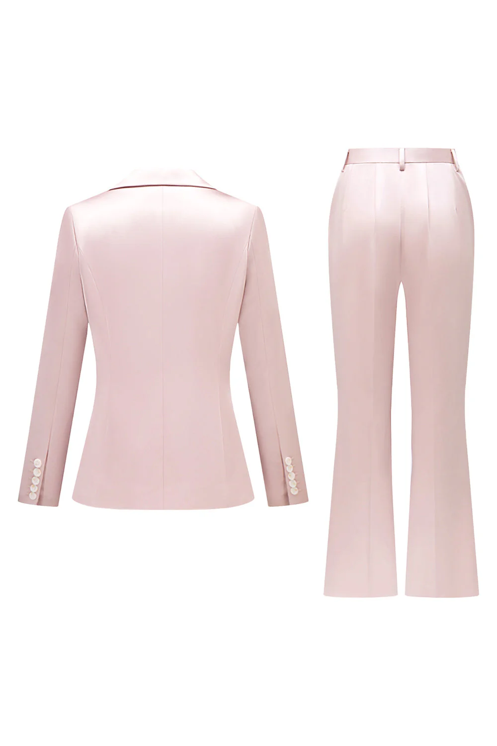 Gris rose pic revers satin slim fit femmes costumes - Image 4