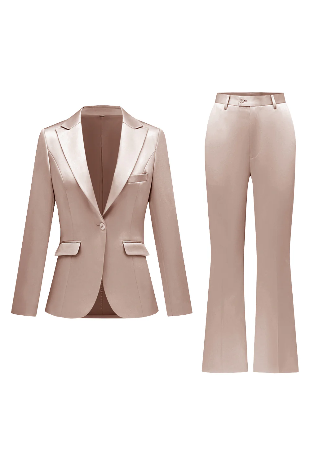 Gris rose pic revers satin slim fit femmes costumes - Image 9