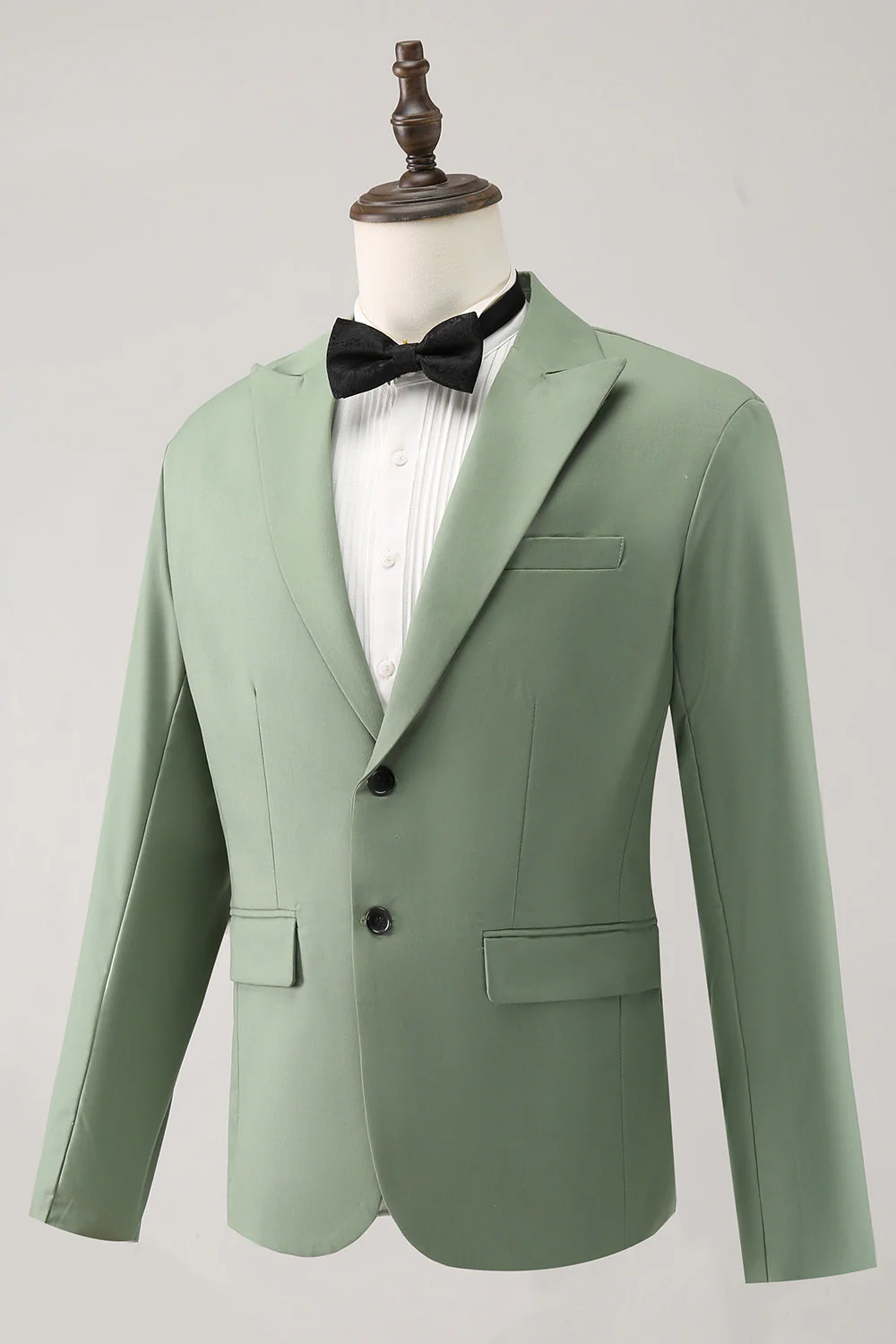 Gris Vert 2 Pièces Pointe Revers Simple Boutonnage Costumes De Bal Pour Hommes - Image 3