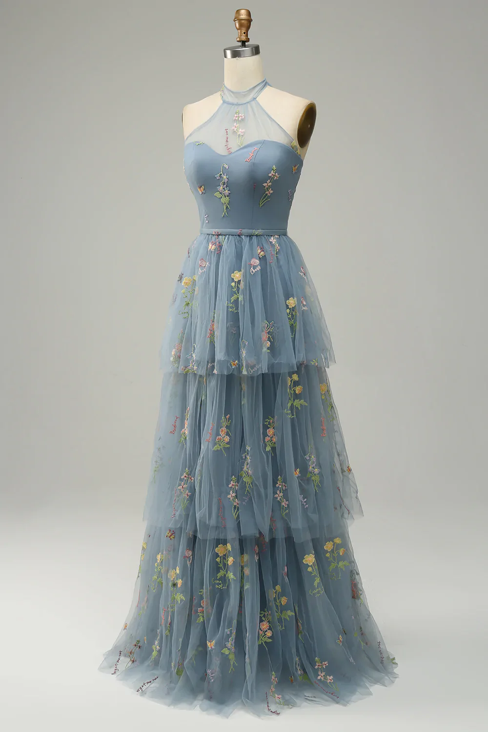 Halter A Line Tulle Robe de bal avec broderie - Image 3