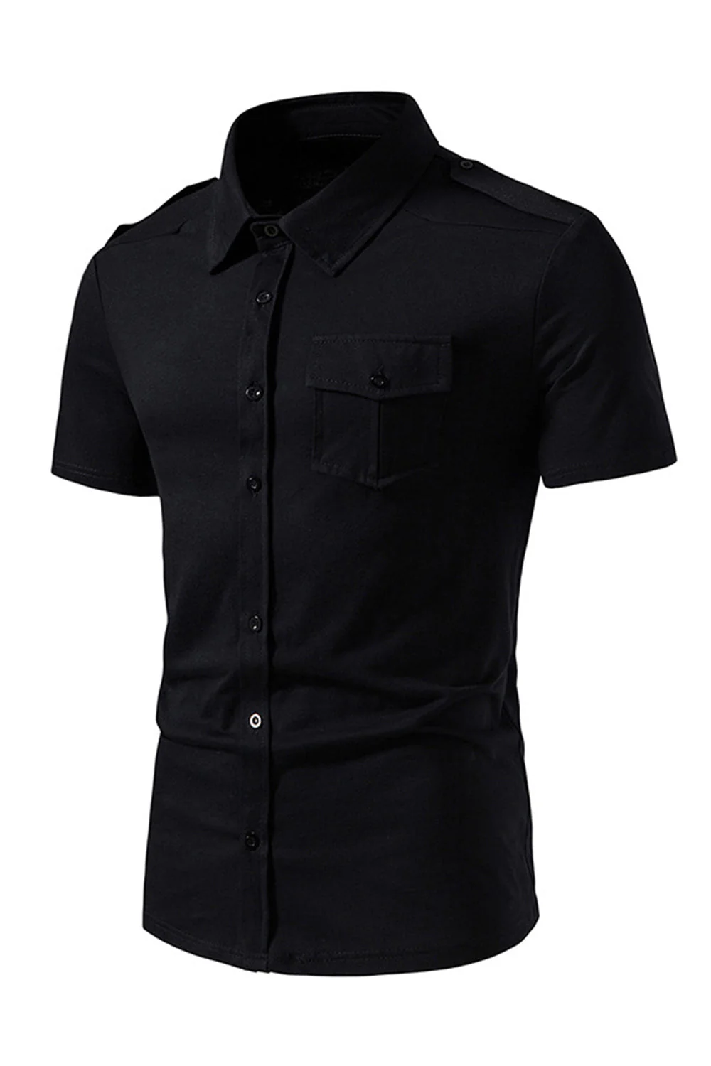 Hauts à manches courtes noirs slim fit pour hommes - Image 3