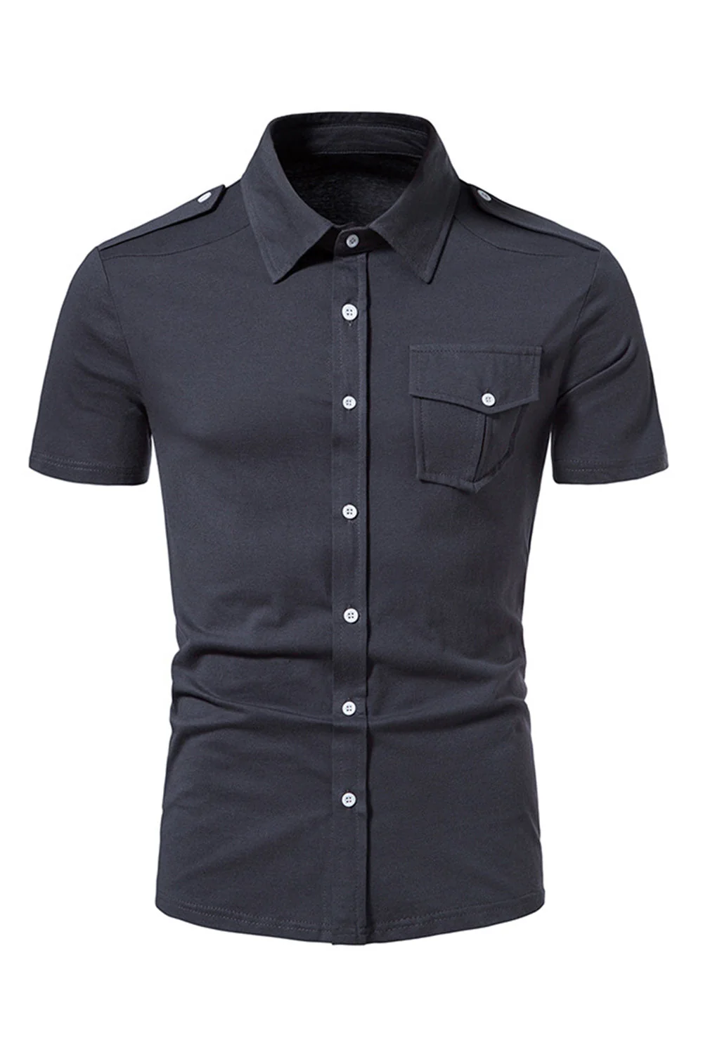 Hauts à manches courtes noirs slim fit pour hommes - Image 4
