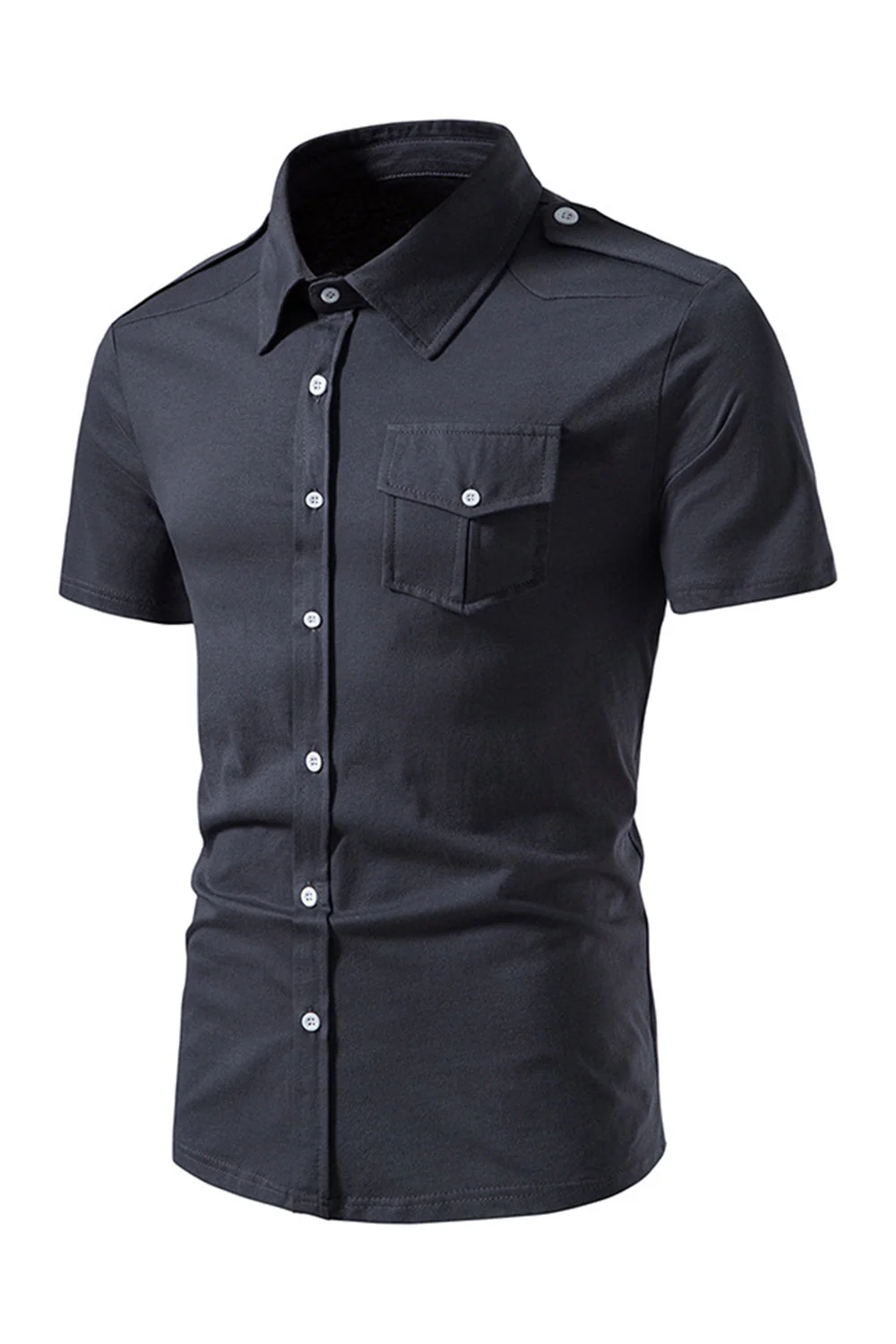Hauts à manches courtes noirs slim fit pour hommes - Image 6