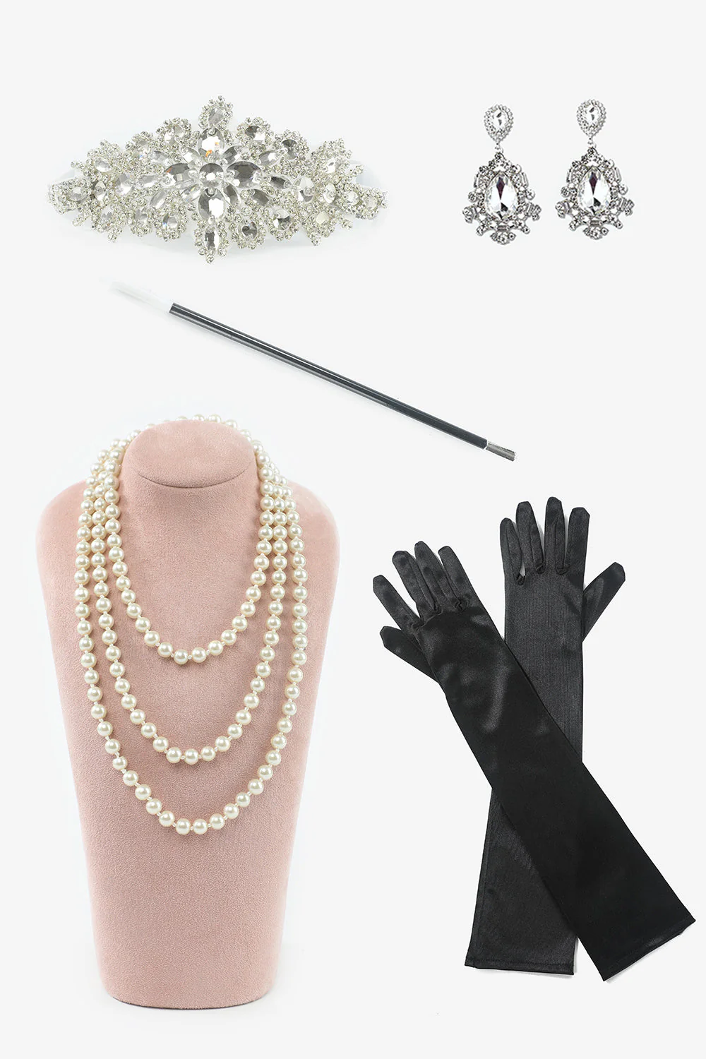 Headpiece Drop Boucles d’oreilles Cinq pièces 1920s Party Accessories Set