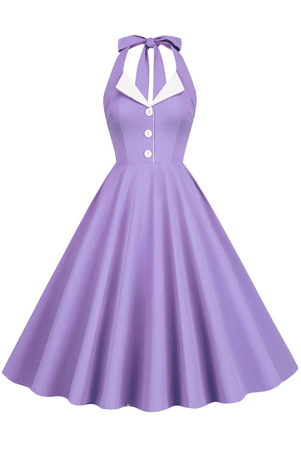Robe Hepburn Style Halter Neck Bleu Années 50 - Image 13
