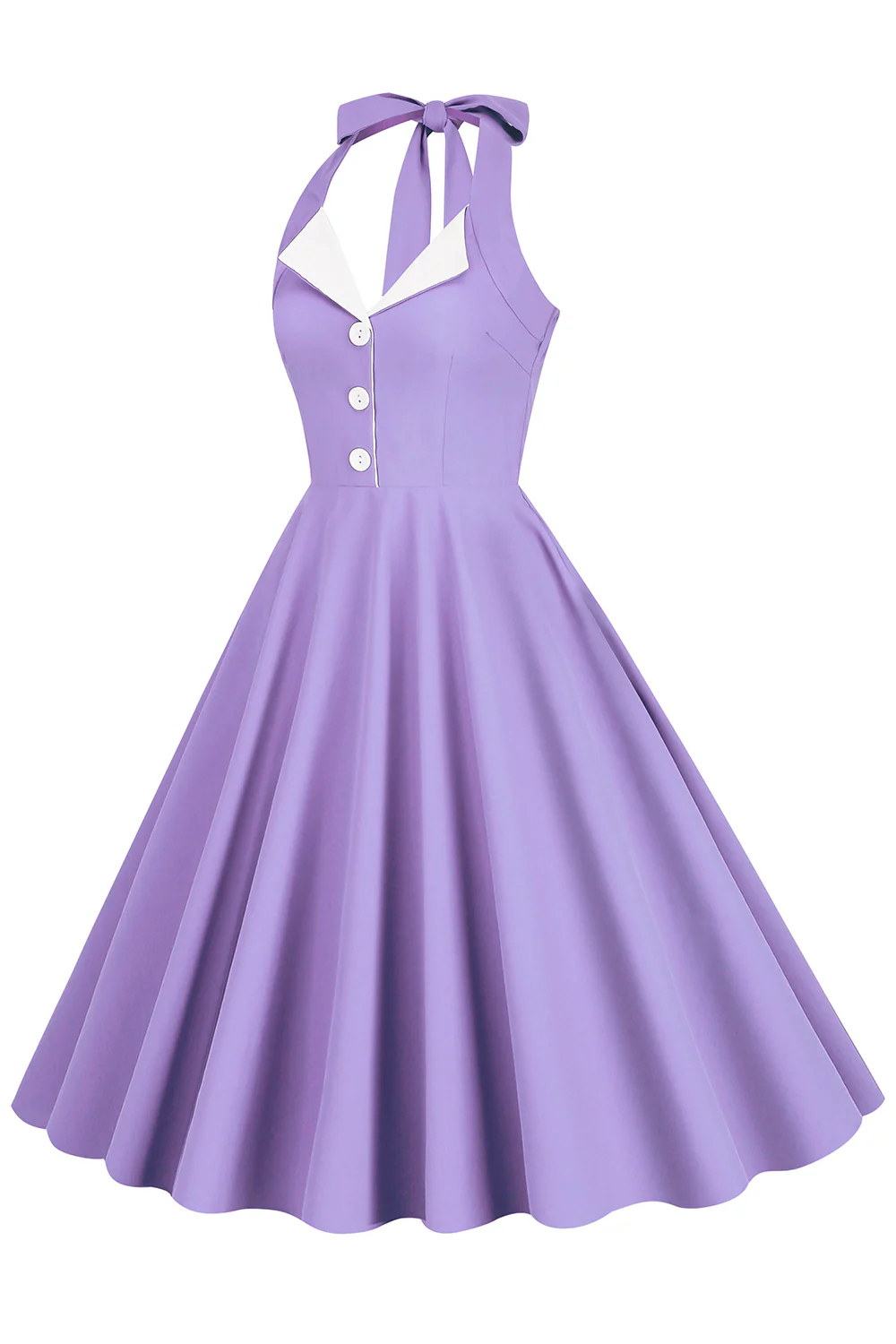 Robe Hepburn Style Halter Neck Bleu Années 50 - Image 15