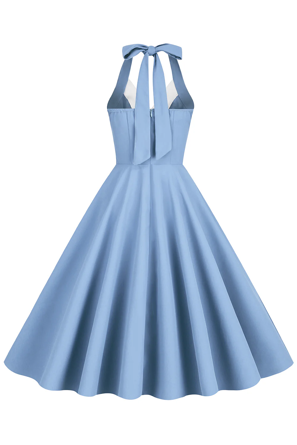 Robe Hepburn Style Halter Neck Bleu Années 50 - Image 18
