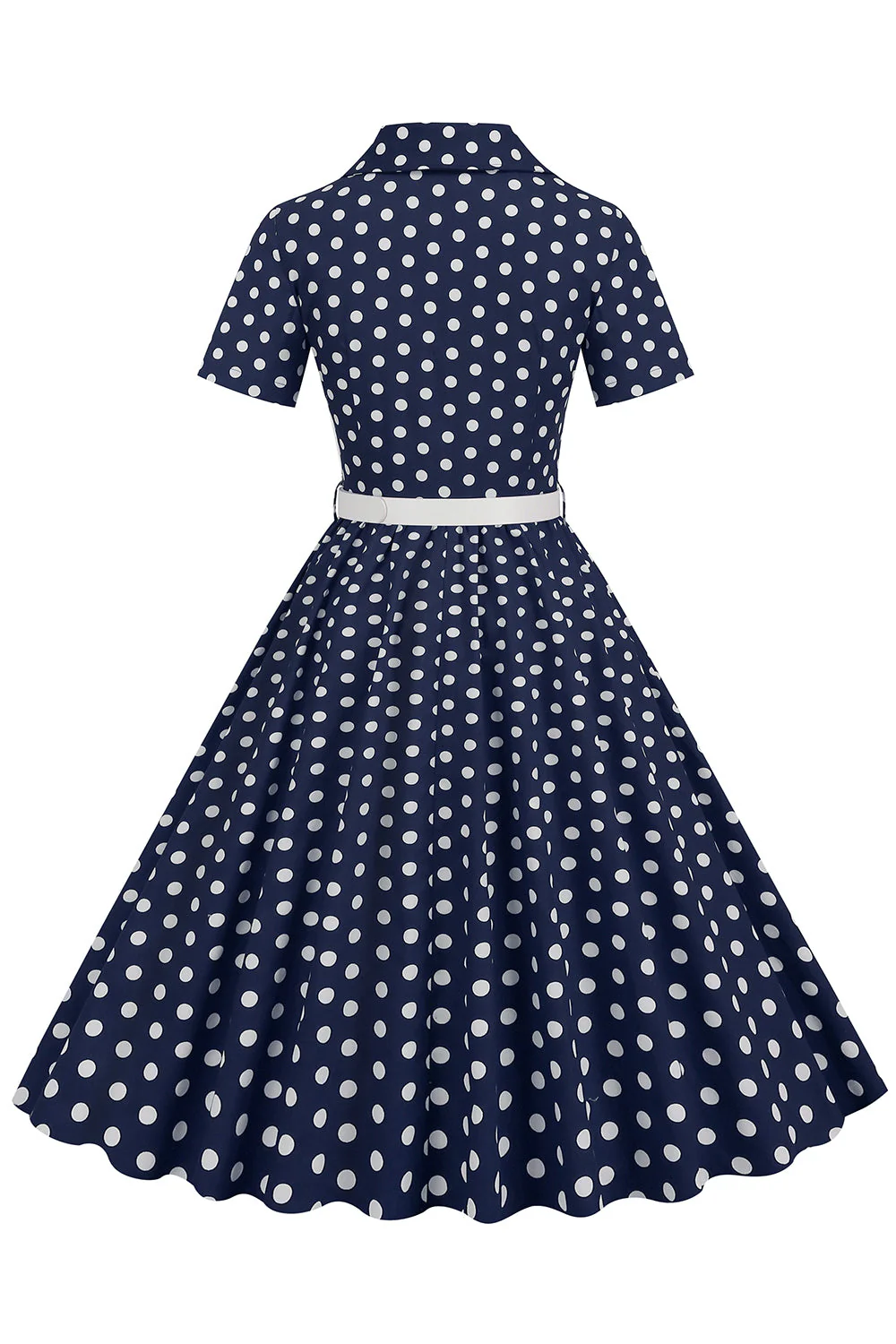 Hepburn Style V Col Blue Polka Dots 1950s Robe - Image 10