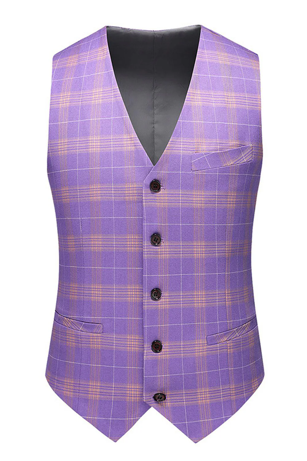 Hommes Violet Rayé Cranté Revers 3 Pièces Costumes de Bal - Image 3