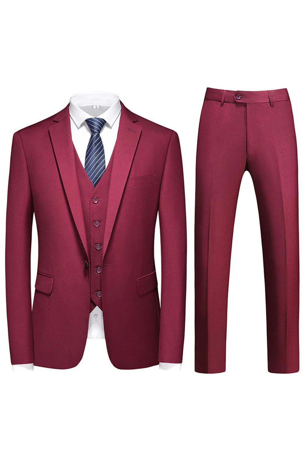 Costume de bal homme 3 pièces violet à simple boutonnage et revers cranté - Image 12