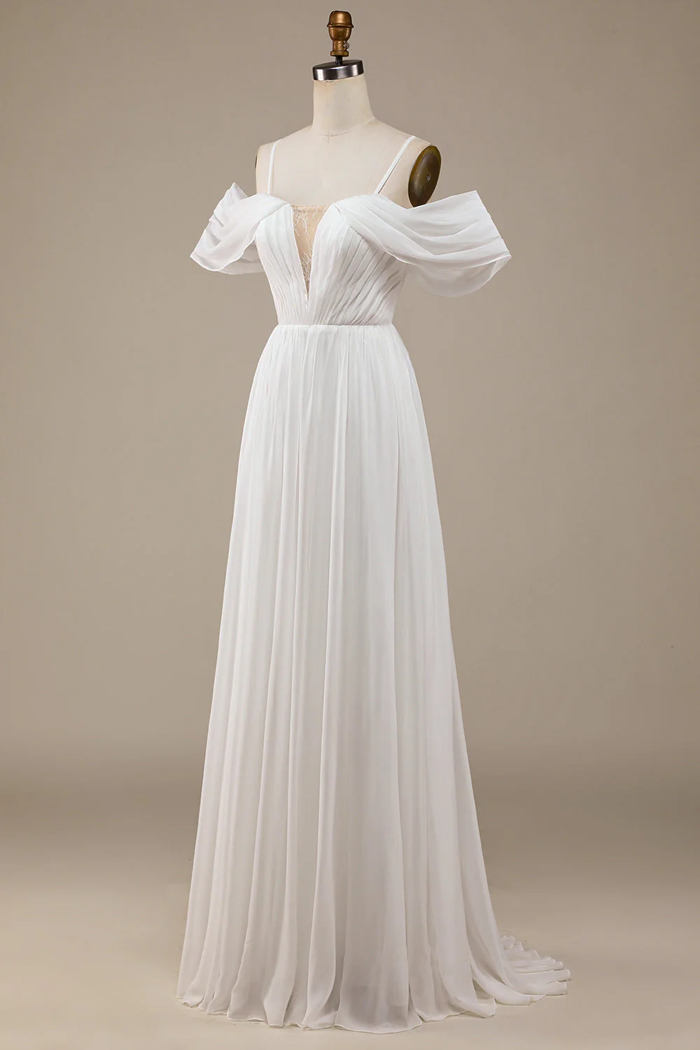 Ivory Boho Chiffon Robe de mariée Ruched - Image 3