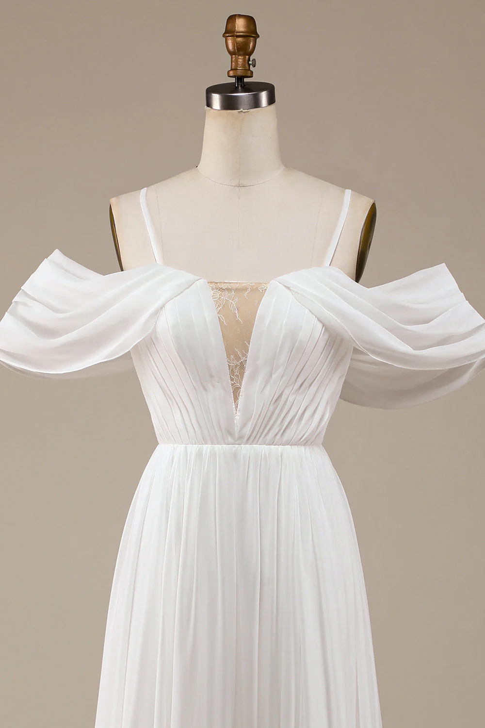 Ivory Boho Chiffon Robe de mariée Ruched - Image 4