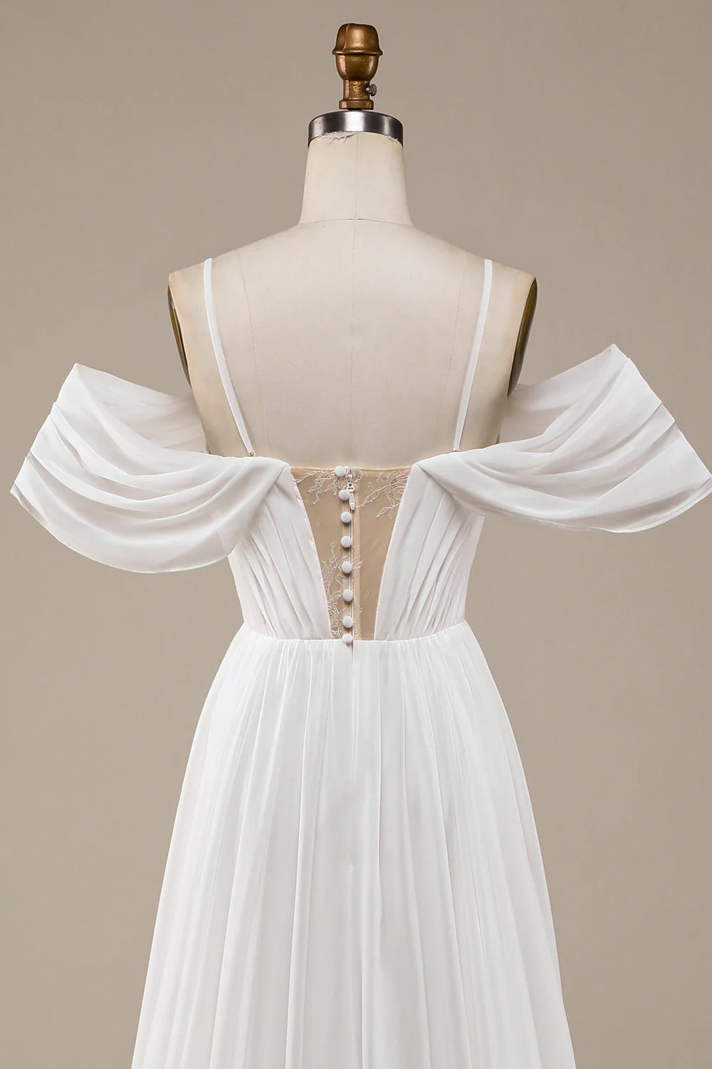 Ivory Boho Chiffon Robe de mariée Ruched - Image 5