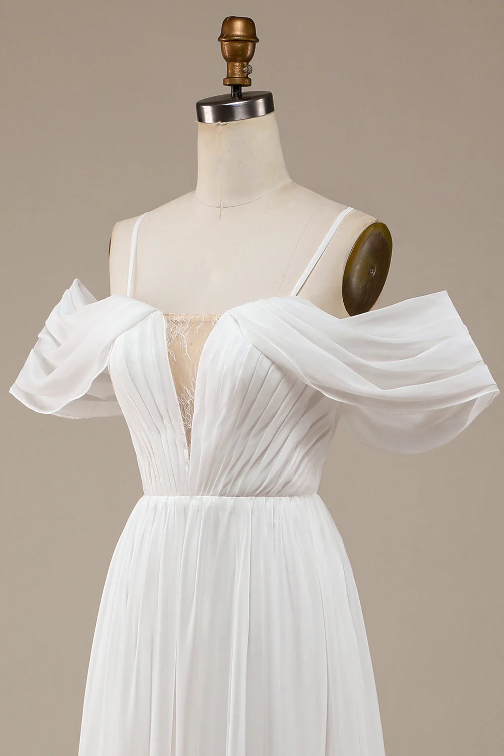 Ivory Boho Chiffon Robe de mariée Ruched - Image 6