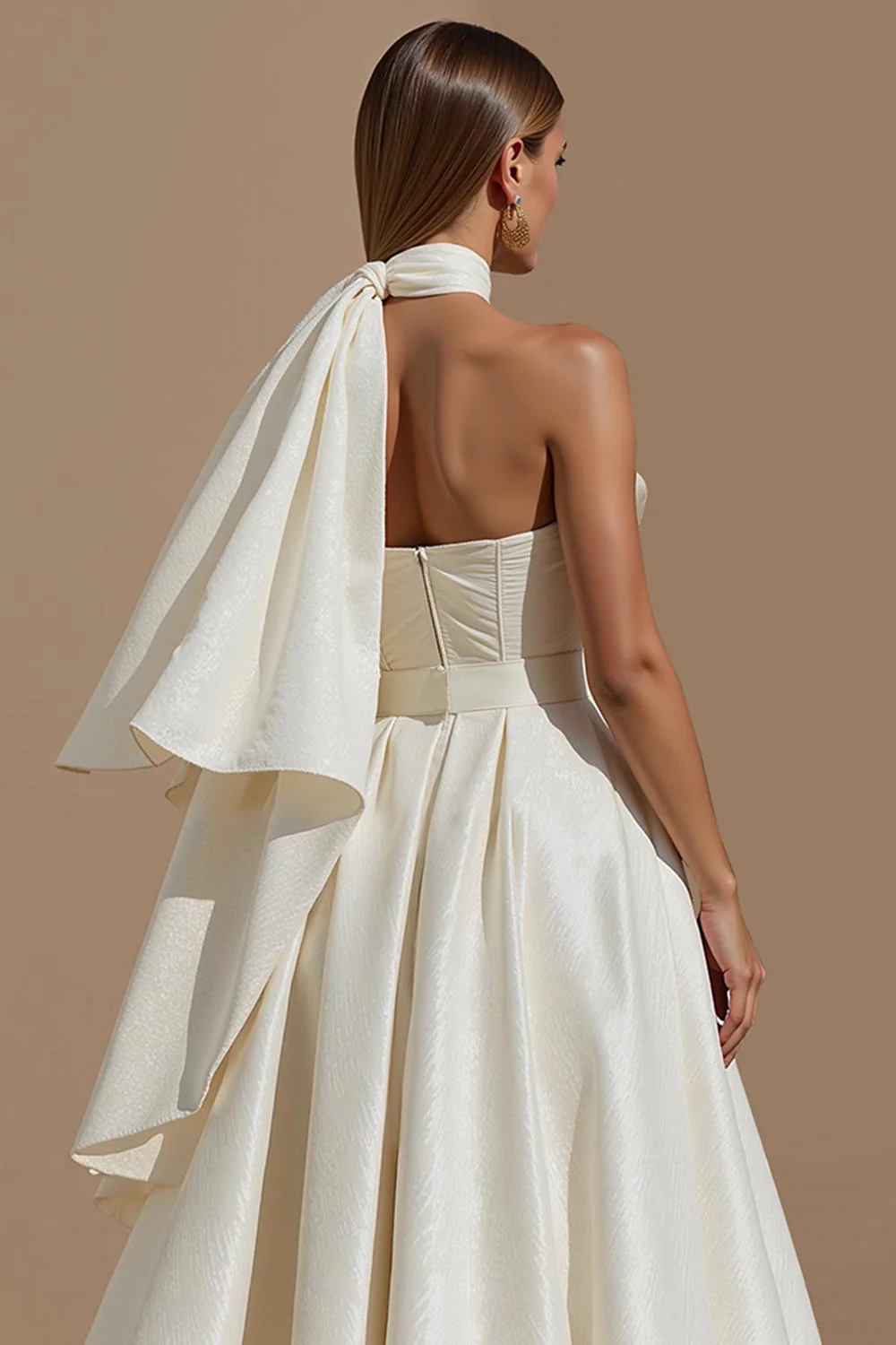 Ivory Sweetheart Robe de mariée midi ligne avec ceinture - Image 4
