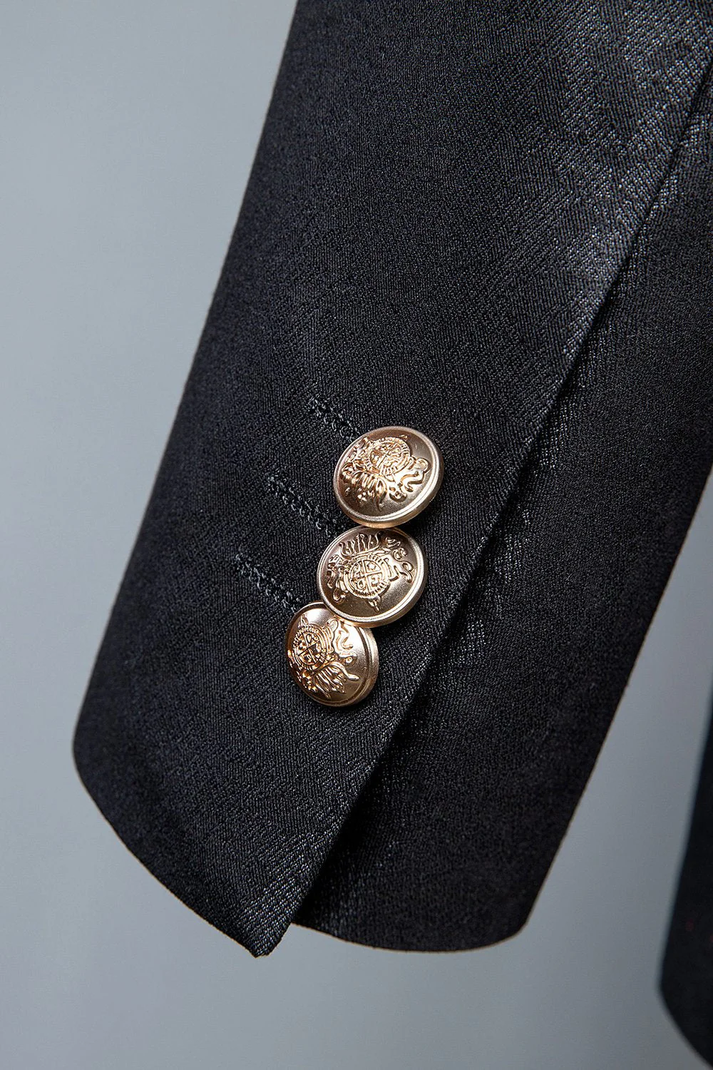 Jacquard noir Costume 3 pièces double poitrine pour homme - Image 7