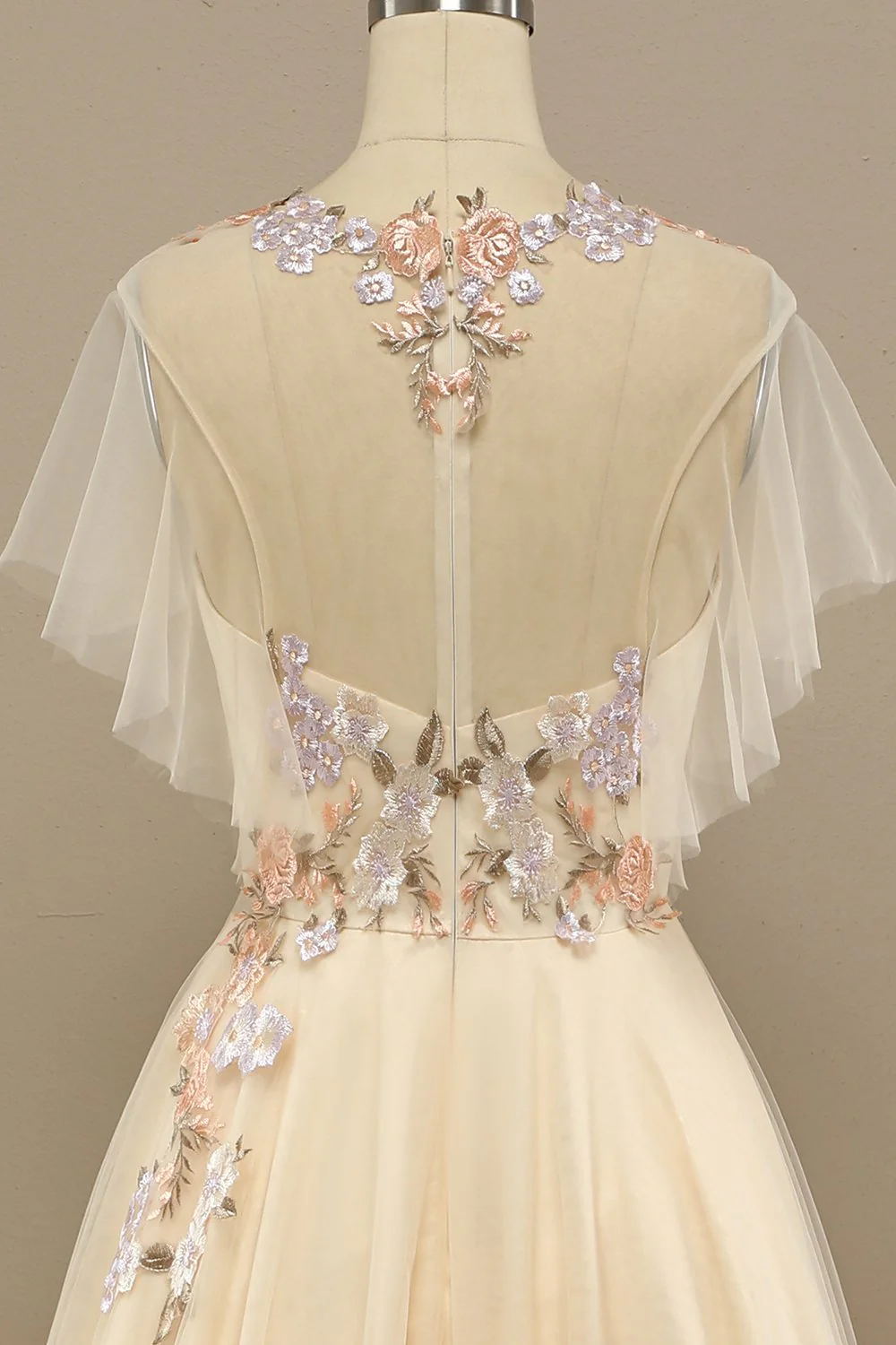 Jaune longue robe de bal avec appliques - Image 5