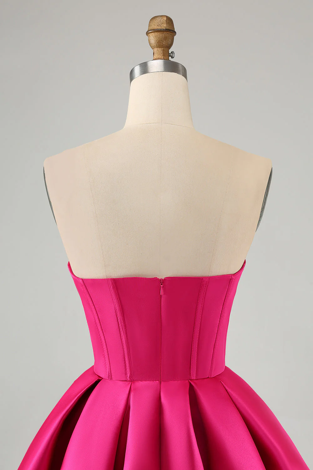 Jolie robe de bal corset en cœur fuchsia a ligne avec perles - Image 5