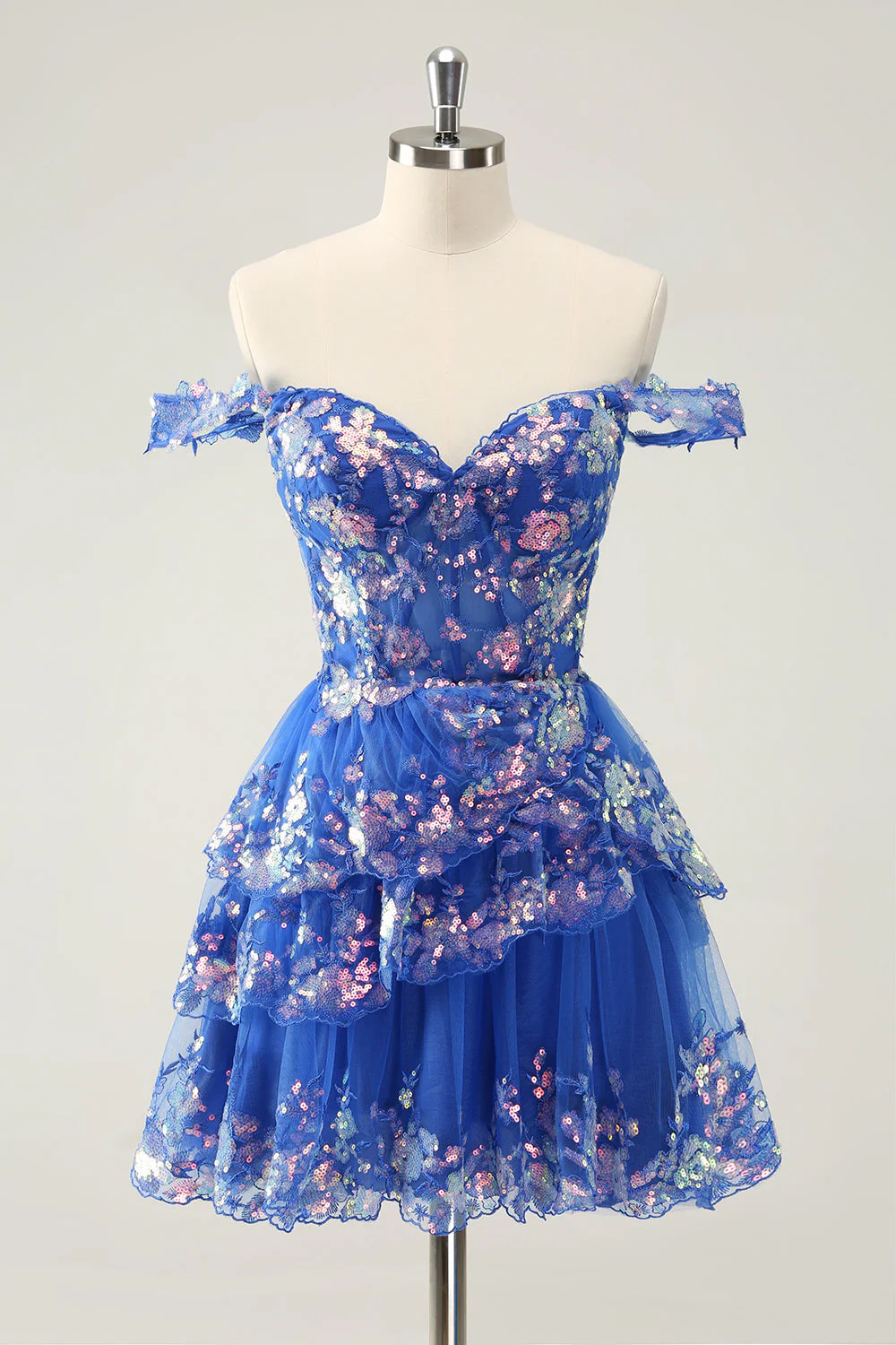 Jolie robe de cocktail courte en dentelle rose vif scintillante avec corset en dentelle - Image 10