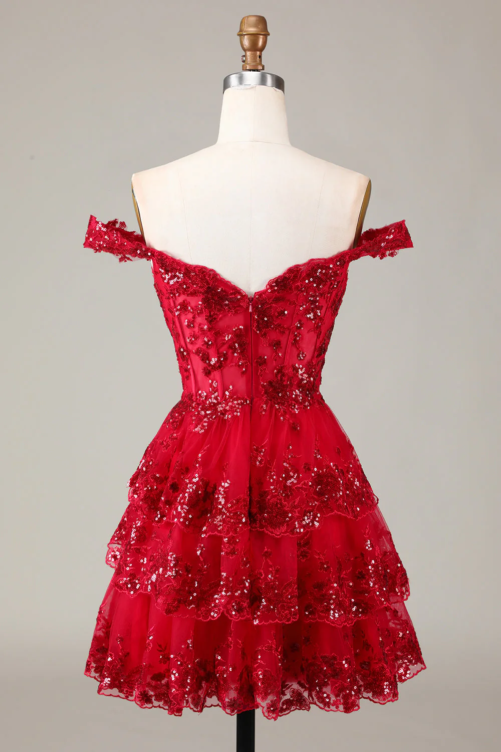 Jolie robe de cocktail courte en dentelle rose vif scintillante avec corset en dentelle - Image 26
