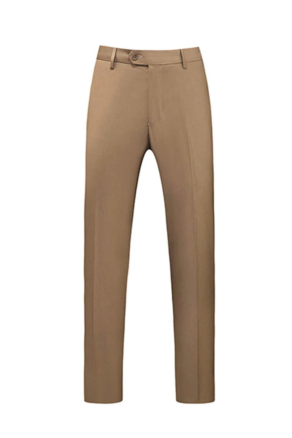 Khaki Double Breasted Notched Lapel 3 Pièces Costumes Hommes - Image 3